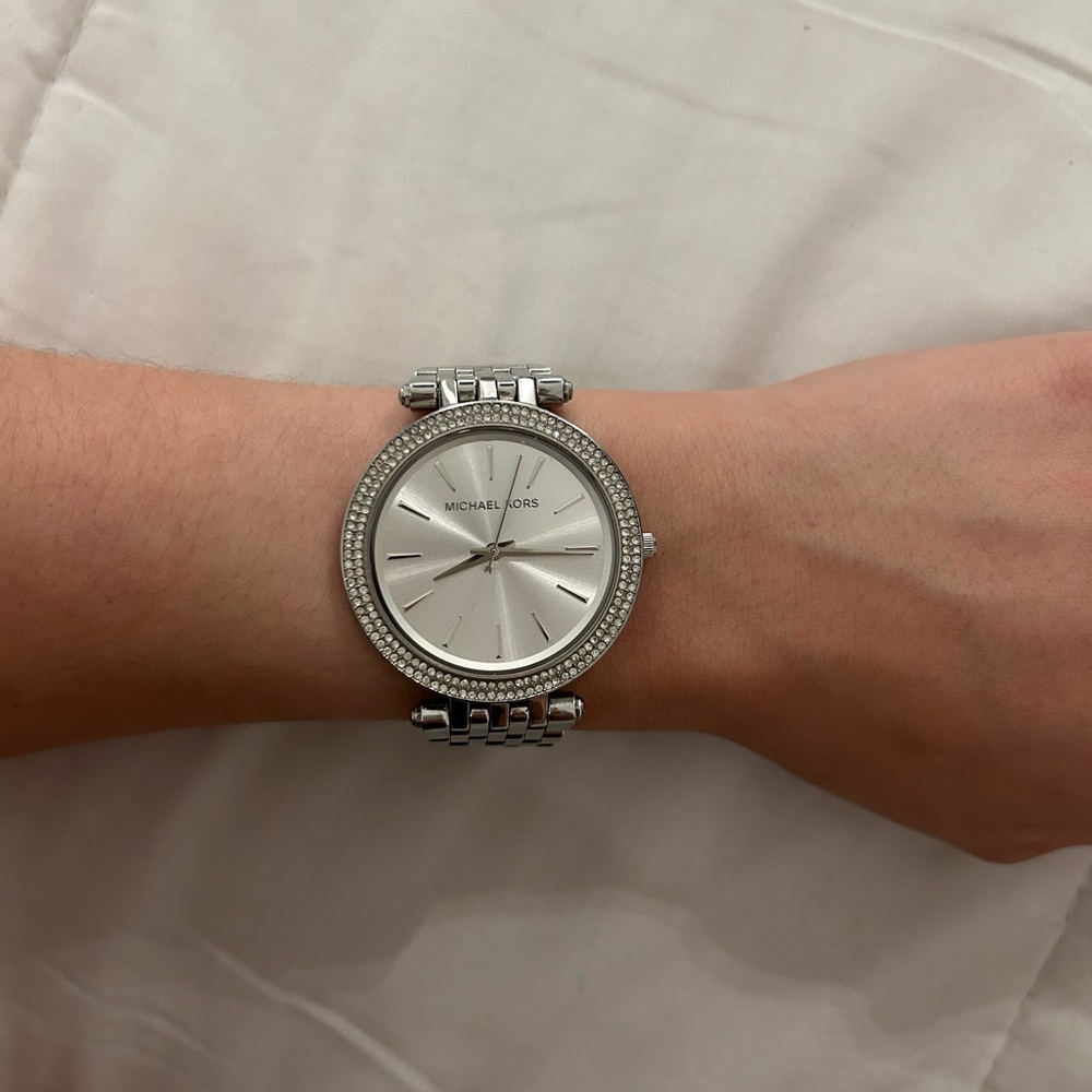 Michael Kors Women's Silver Watch with Crystal Accents